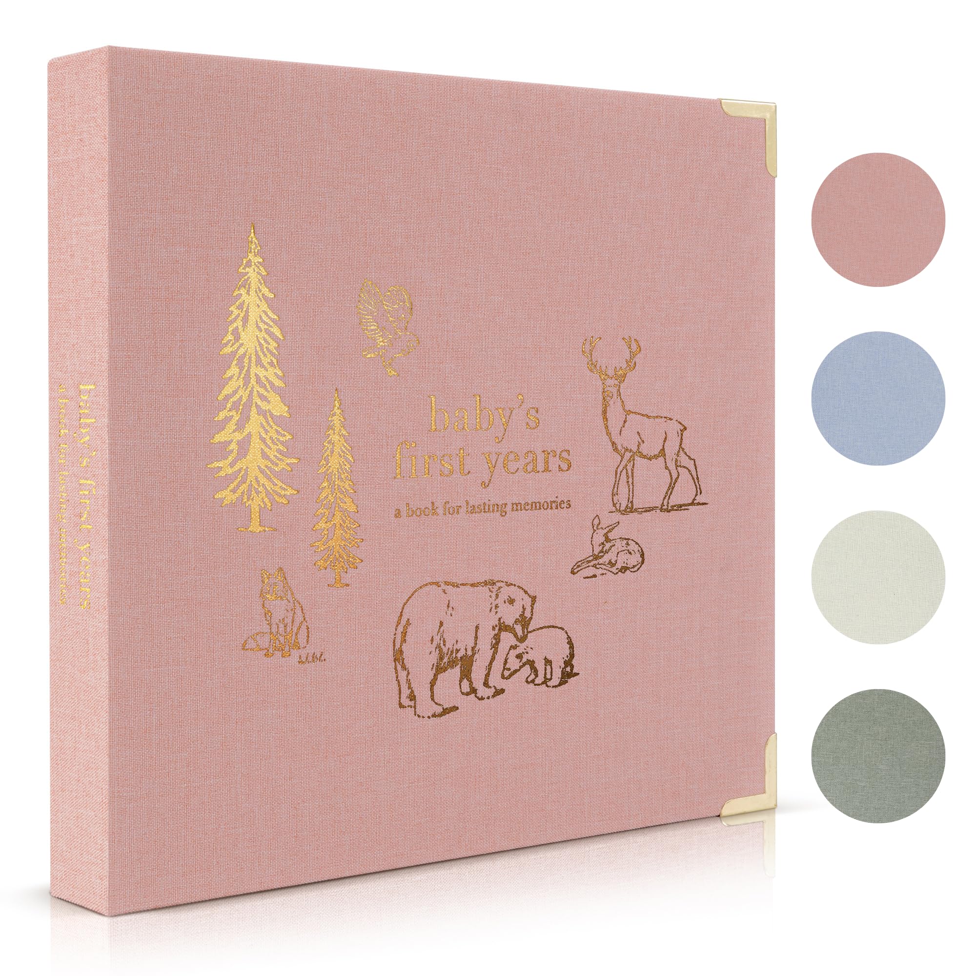 ZICOTO keepsake baby memory book cover pink linen preserves precious memories.