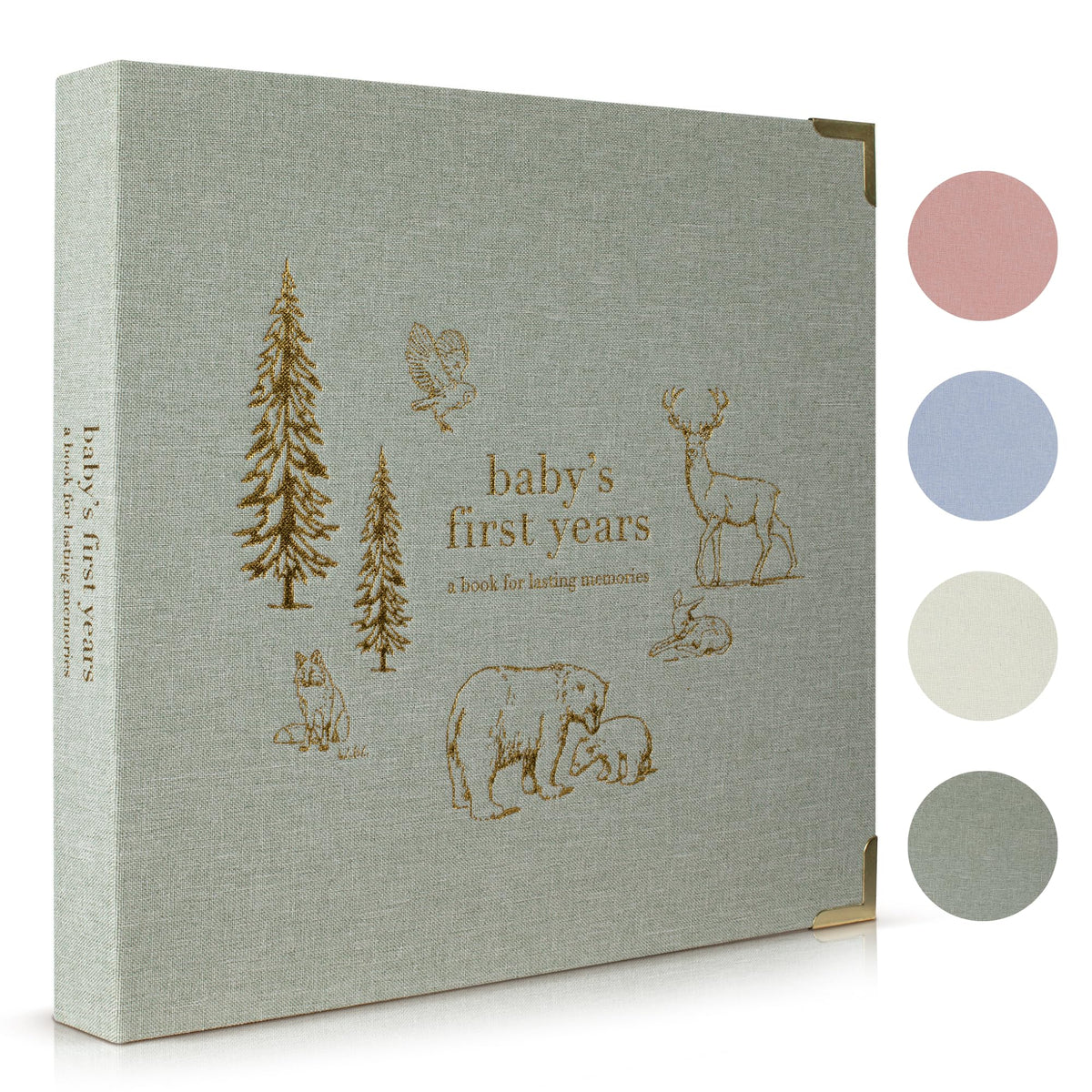 ZICOTO keepsake baby memory book cover in sage green linen for timeless keepsakes