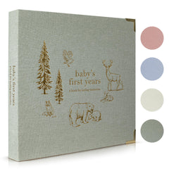 ZICOTO keepsake baby memory book cover in sage green linen for timeless keepsakes