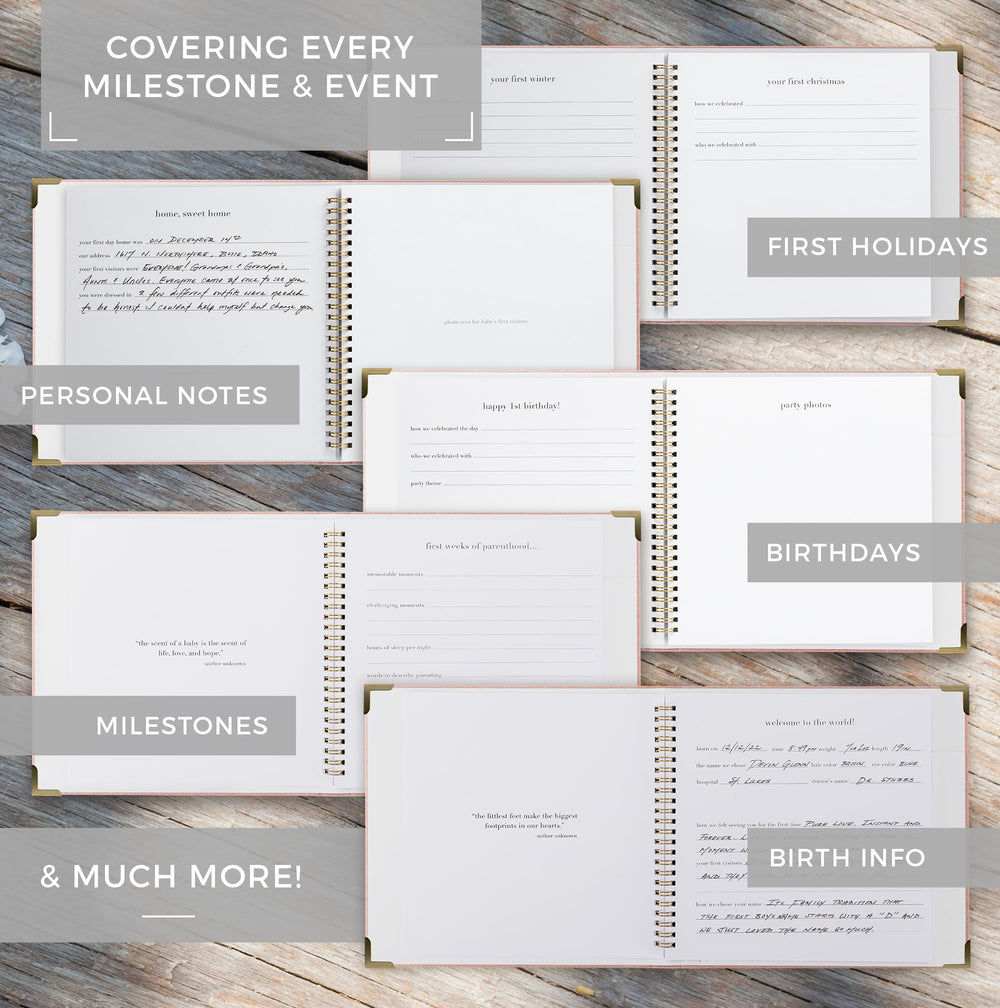 ZICOTO keepsake baby memory book inside pages ultrasound photos capture milestones.