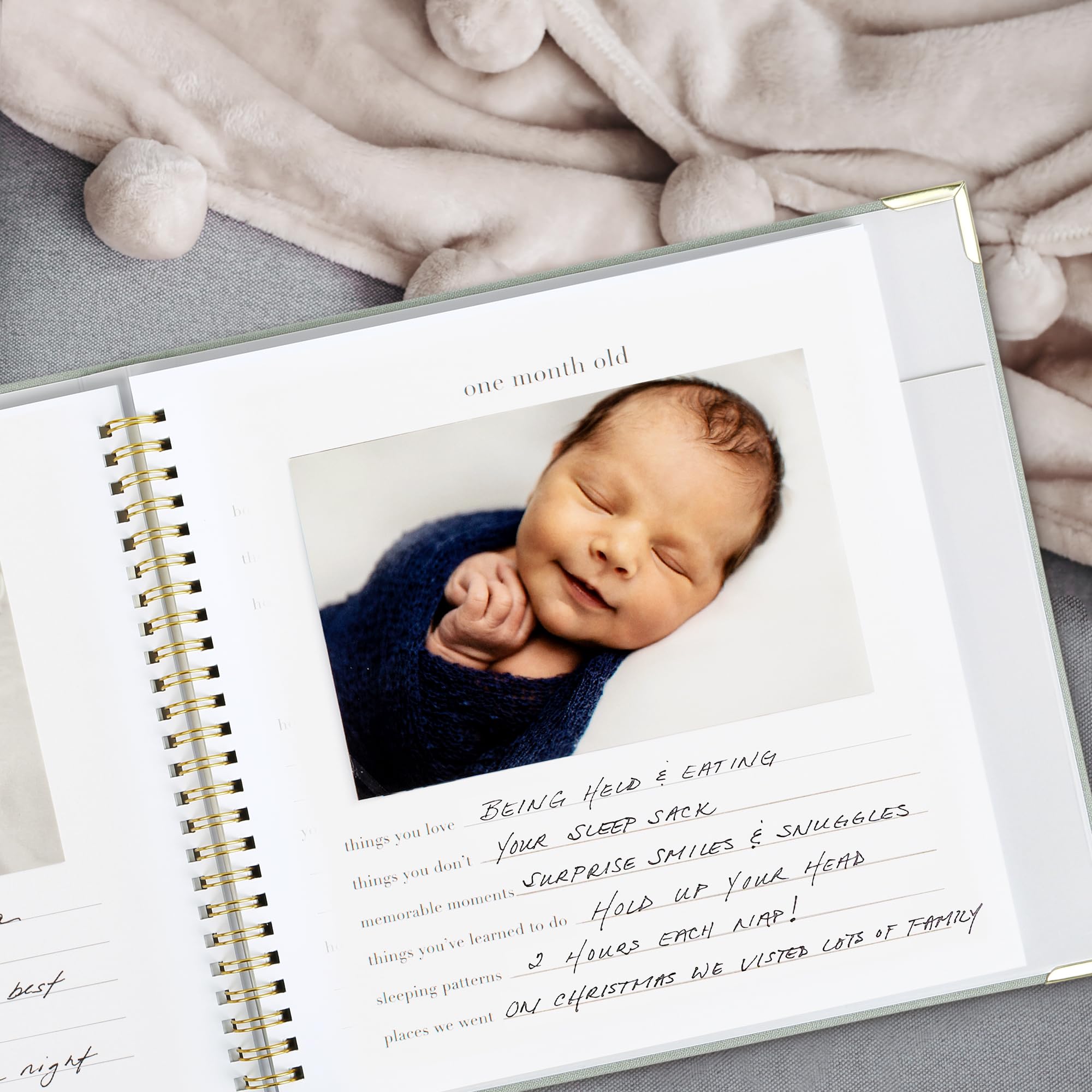ZICOTO keepsake baby memory book pages milestone prompts for five years.