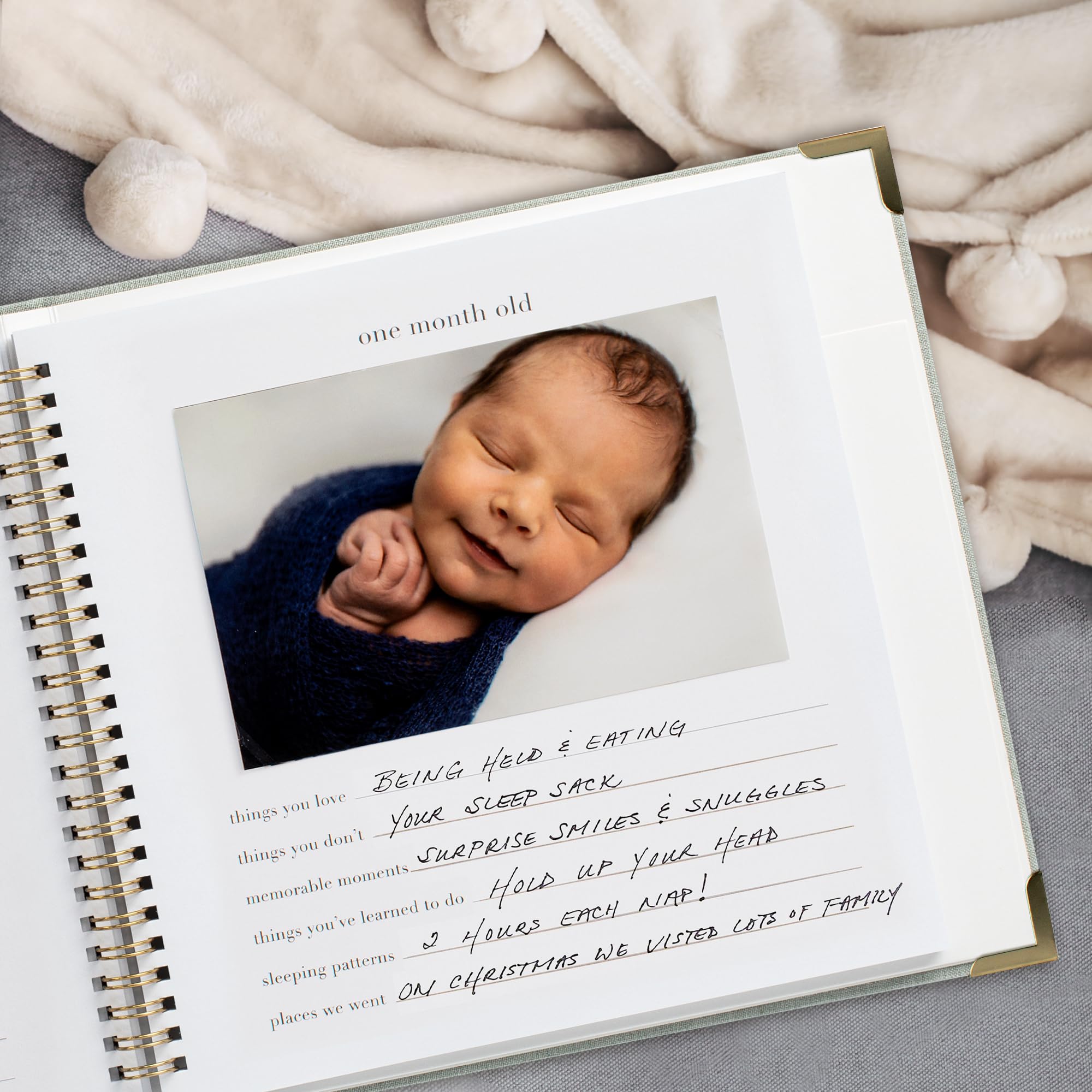 ZICOTO memory book cover in sage green with photos-ready appeal for milestones