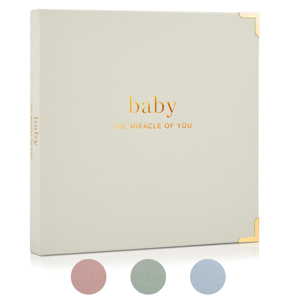ZICOTO keepsake memory book cover in sage green linen for durable family memories