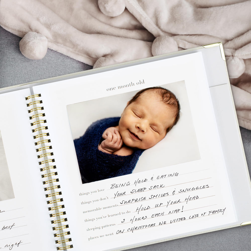 ZICOTO memory book pages with milestone prompts to guide memory capture