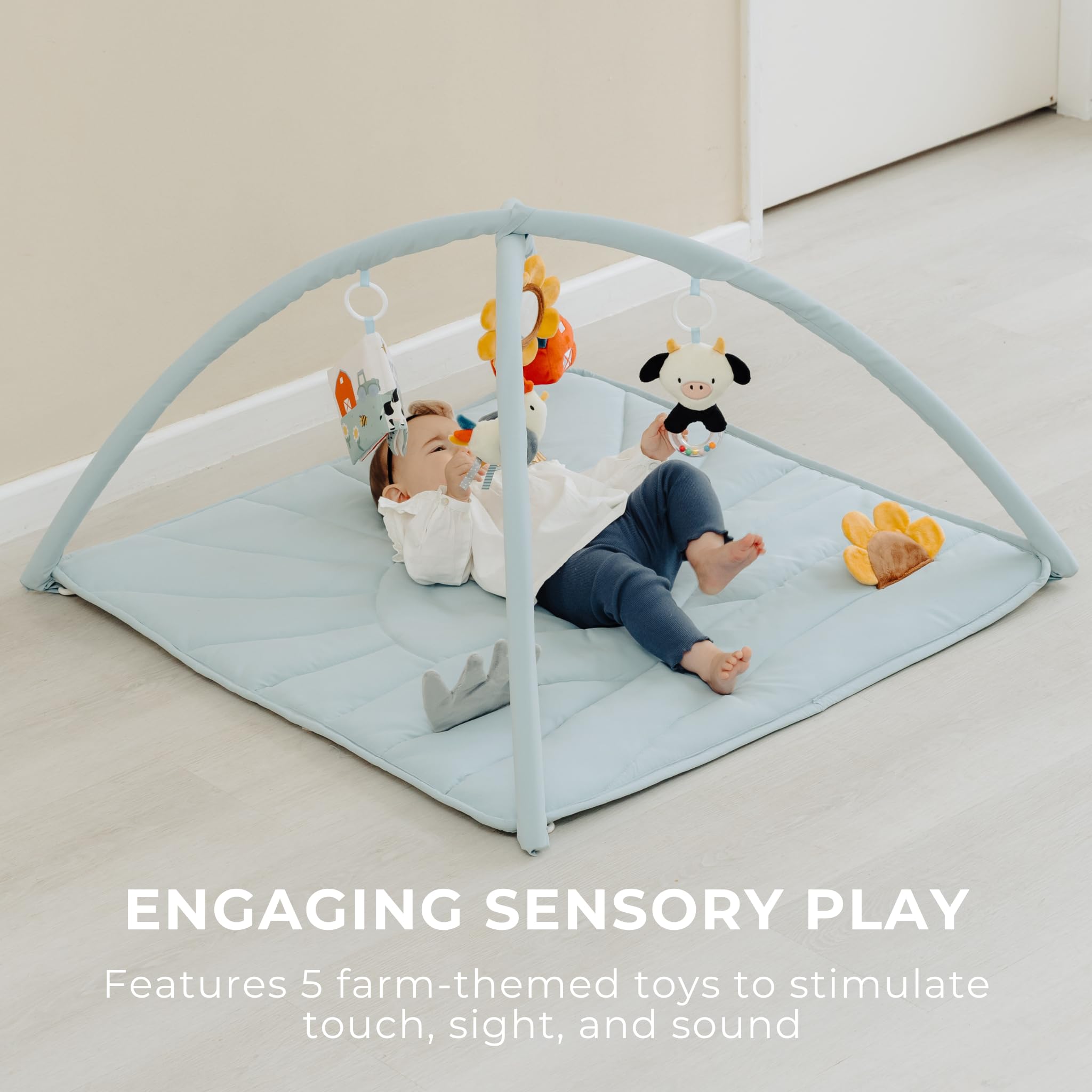 ZICOTO compact 35x35 play gym fits small nurseries and rooms.