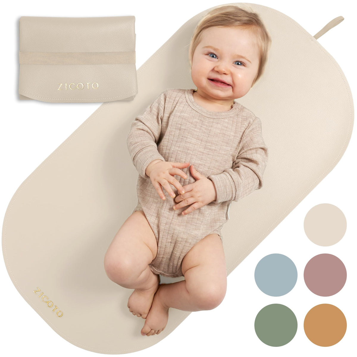ZICOTO portable changing pad folded for travel-ready diaper changes