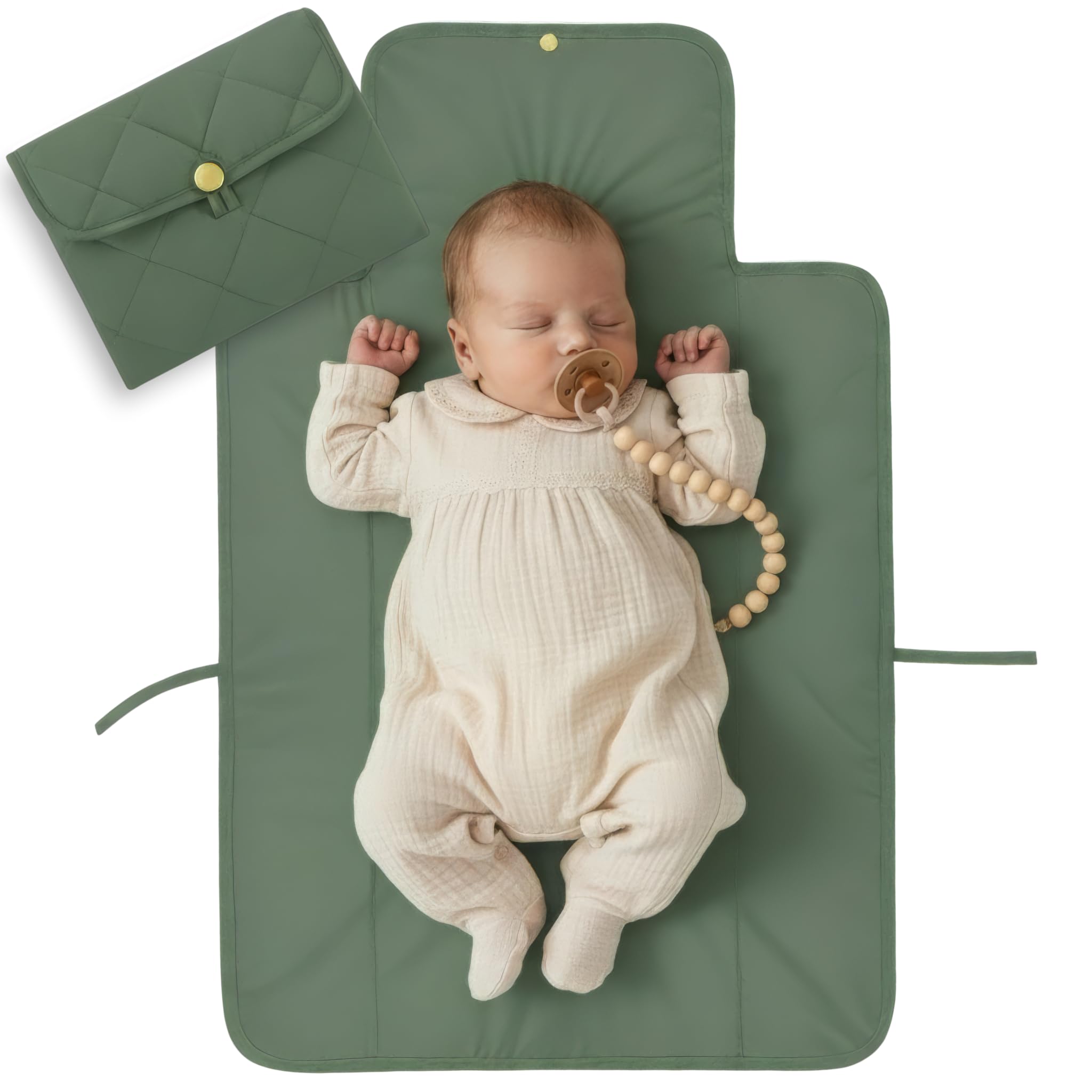 ZICOTO portable changing pad folded in a diaper bag enables on-the-go diaper changes.