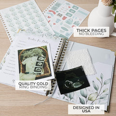 ZICOTO pregnancy journal tabs highlight sections for easy planning and registry checks.
