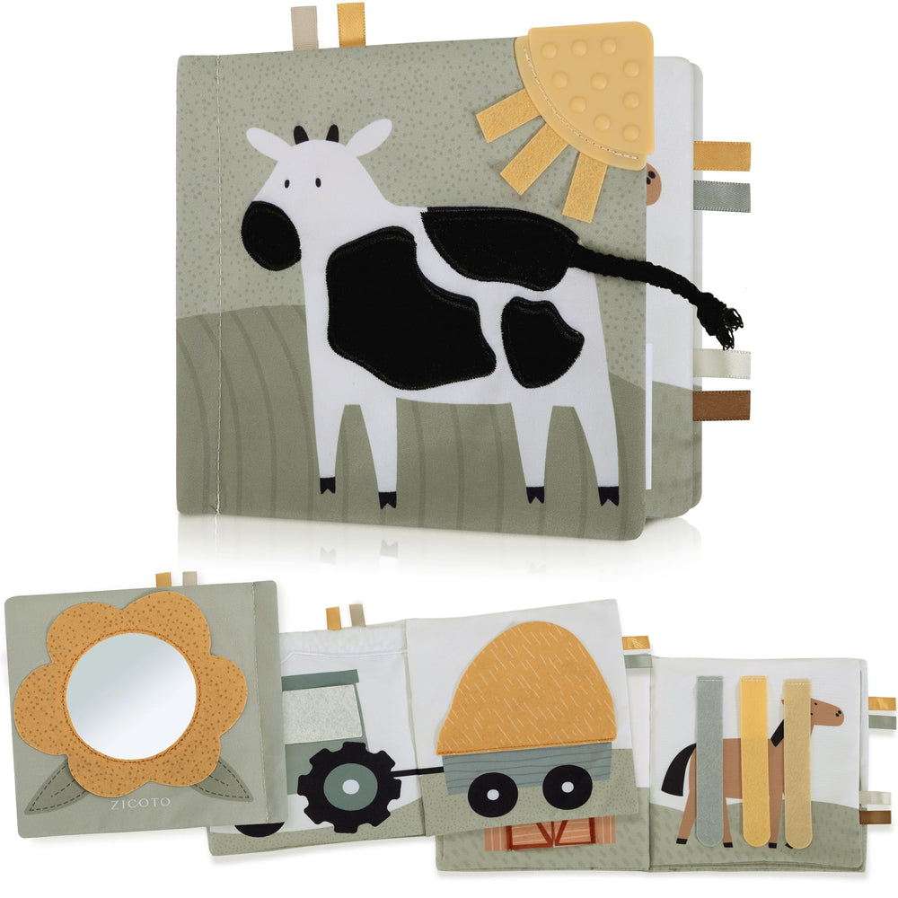 ZICOTO soft baby book farm pages invite early sensory exploration with colorful animals