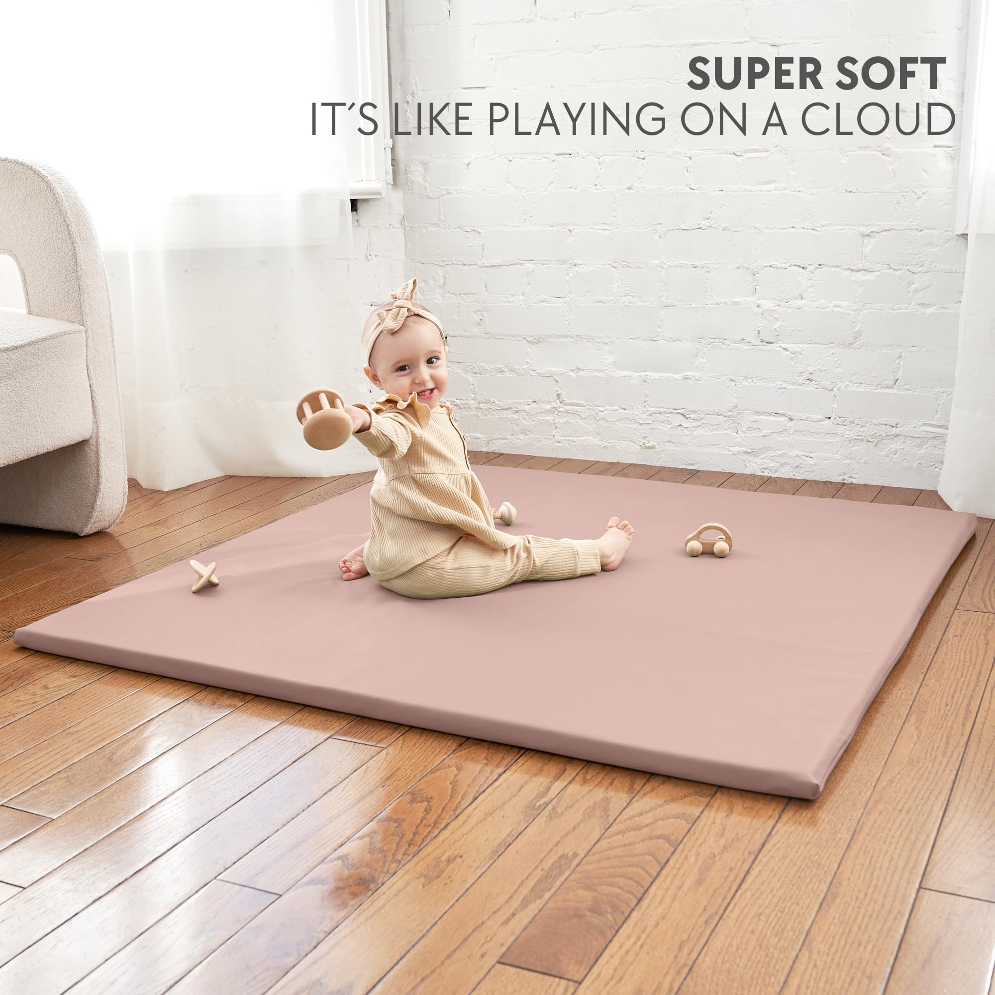 ZICOTO soft foam padding closeup highlights plush comfort for tummy time.