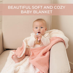 ZICOTO Soft Muslin Cotton Baby Blanket back sherpa view emphasizing warmth