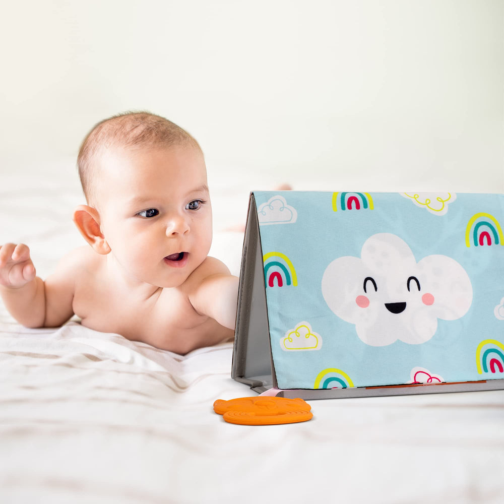 ZICOTO soft tummy time book play-pocket—encourages reaching and fine motor practice.