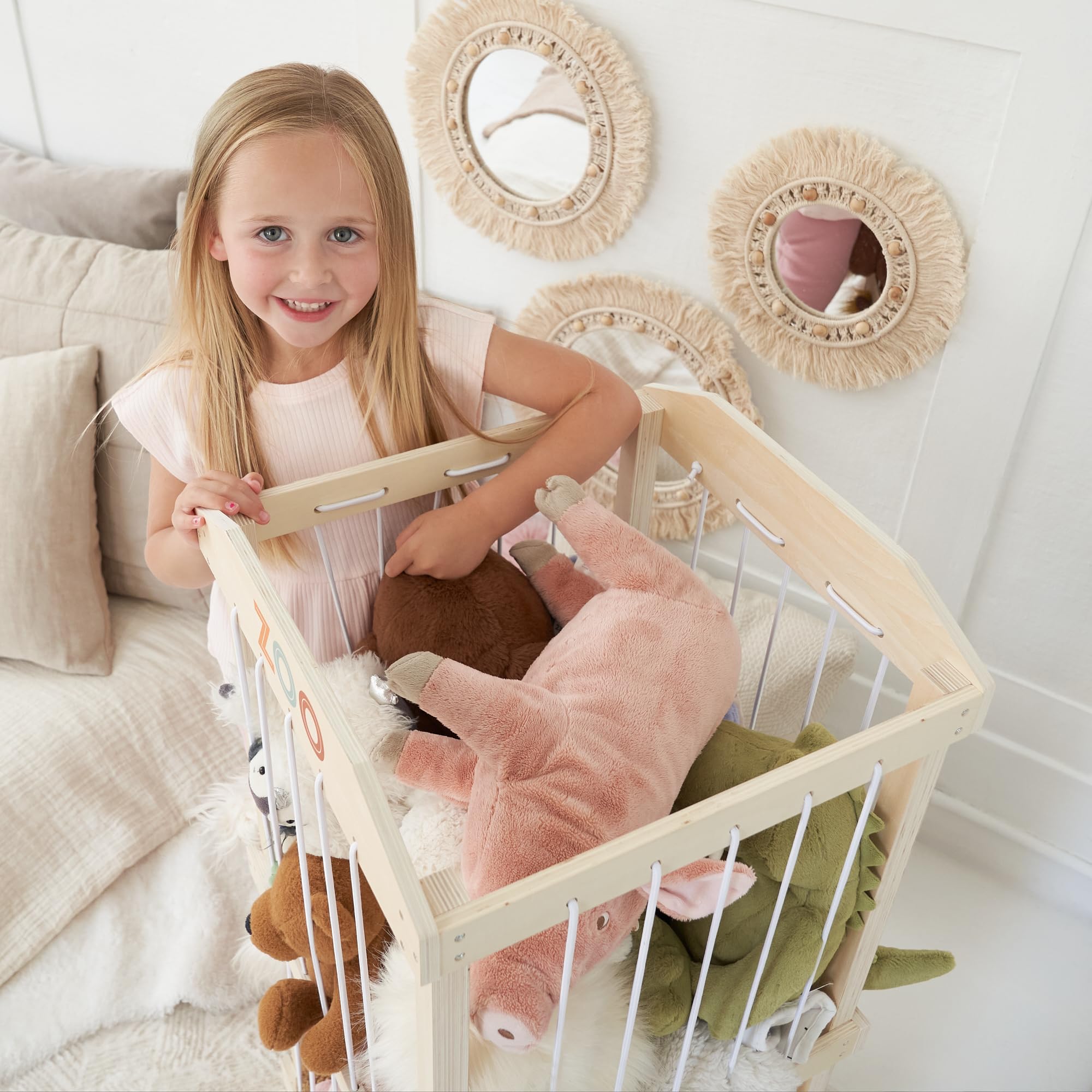 ZICOTO stuffed animal storage fits blankets and pillows for multi-use organization