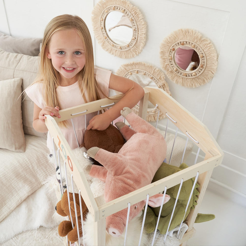 ZICOTO stuffed animal storage fits blankets and pillows for multi-use organization