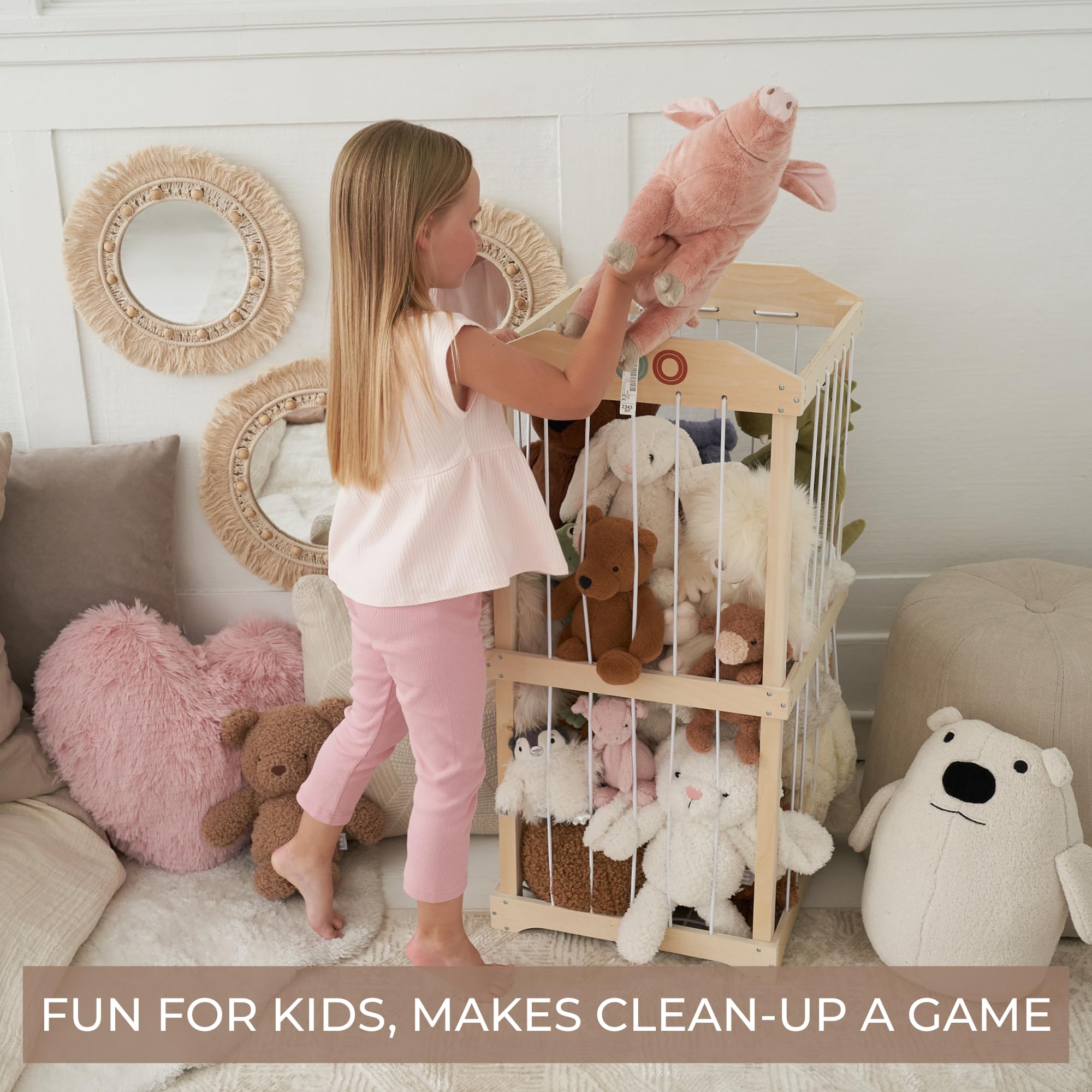 ZICOTO stuffed animal storage elastic cords help kids grab and tidy