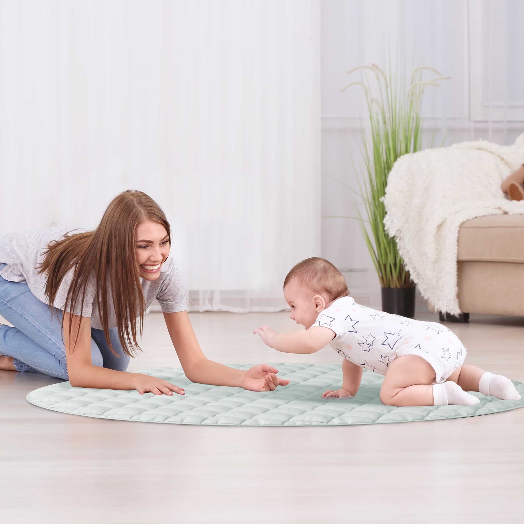 ZICOTO play mat enables safe crawling on a cushioned surface.