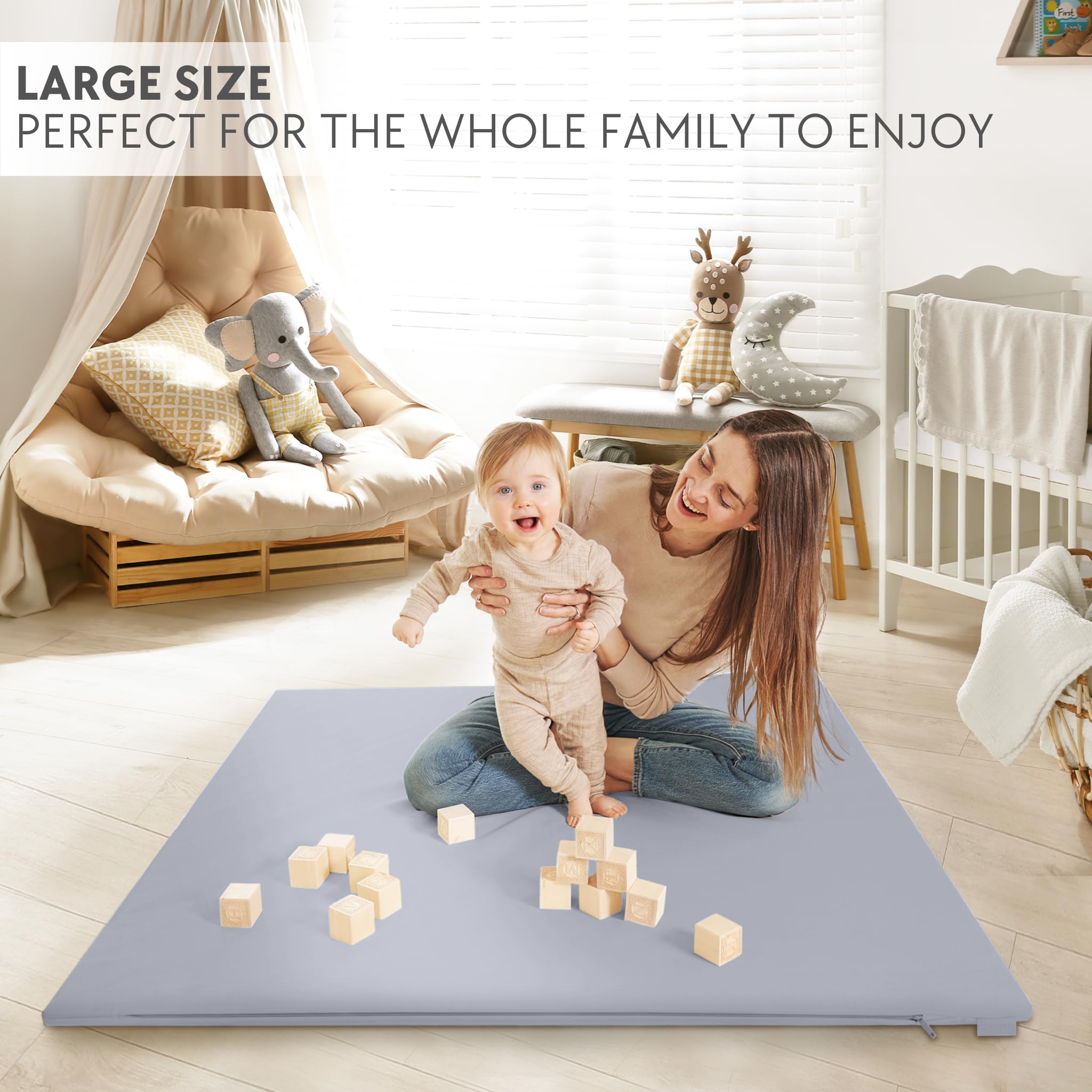 ZICOTO tummy time on play mat supports gentle head and neck control.