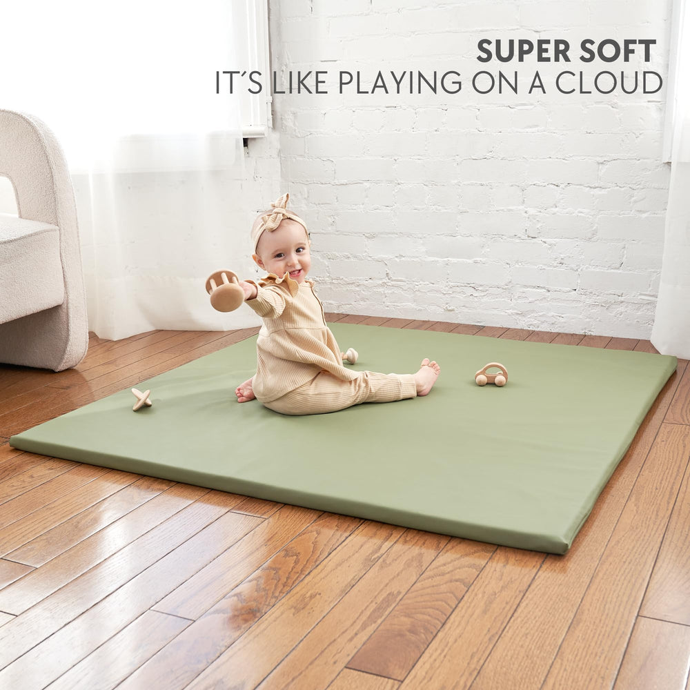 ZICOTO vegan play mat close-up foam padding for tummy time comfort.