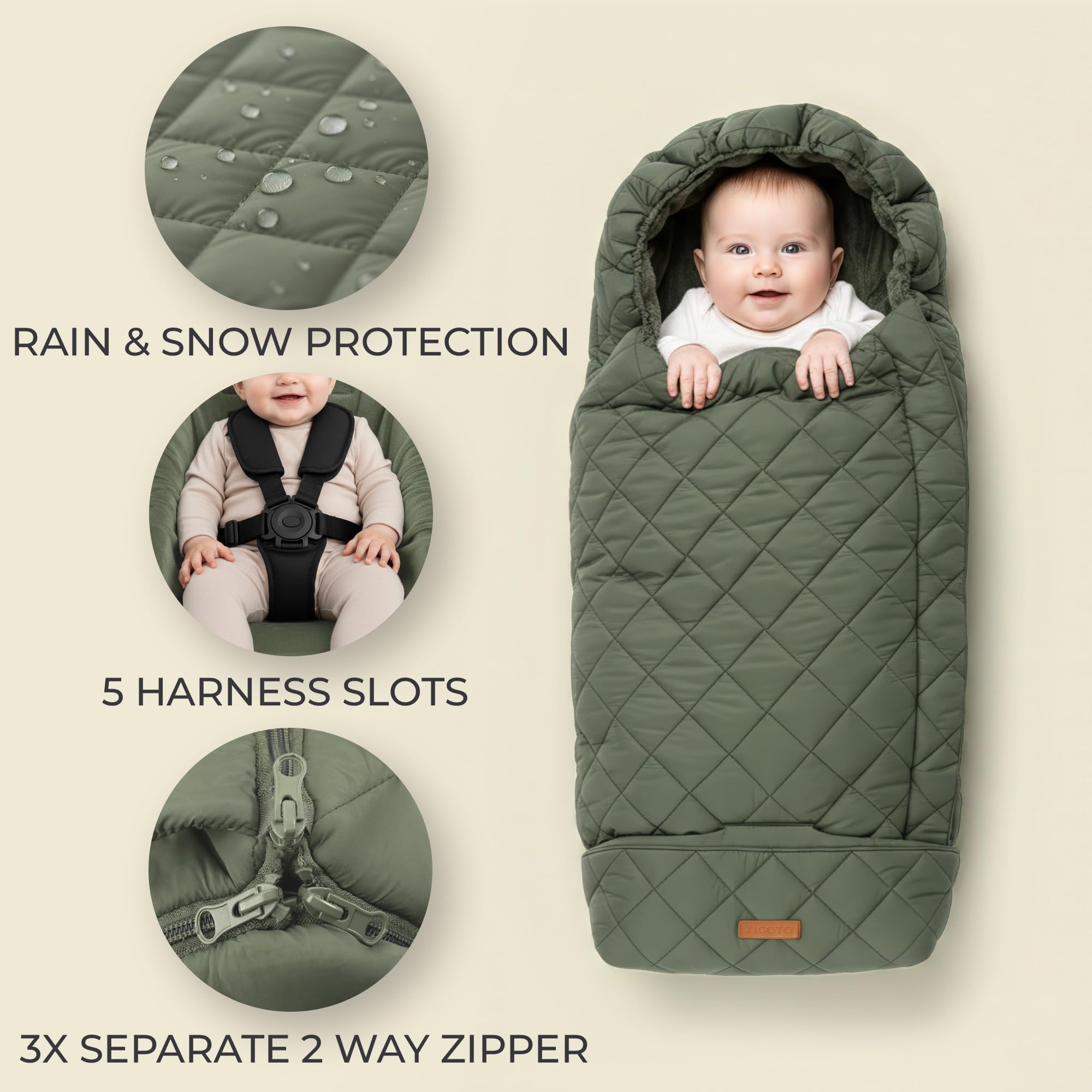 ZICOTO universal-fit design fits most single strollers.