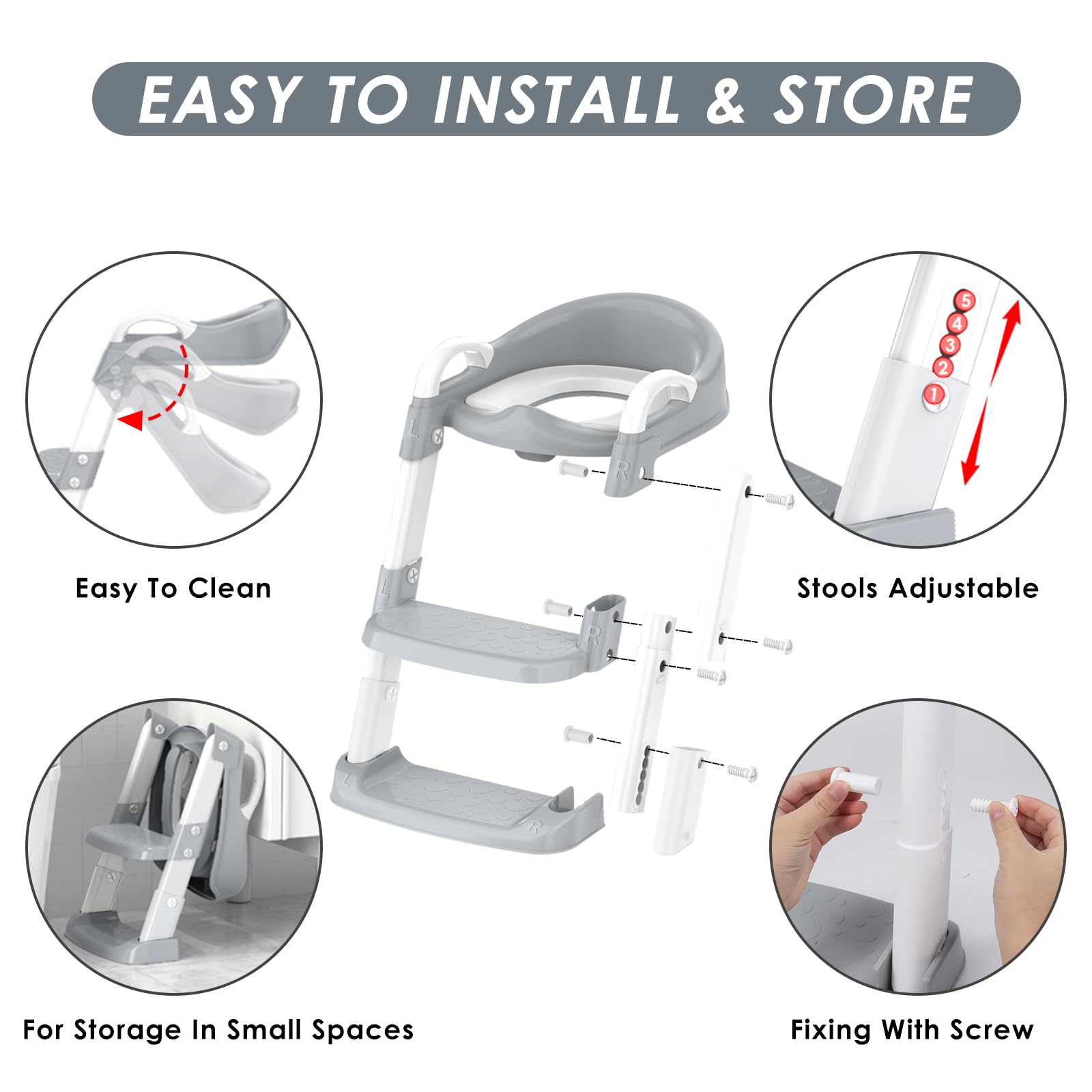 Zieyeen potty seat widened non-slip steps with safety handles.