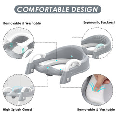 Zieyeen potty seat deepened recess prevents urine spillover during use.