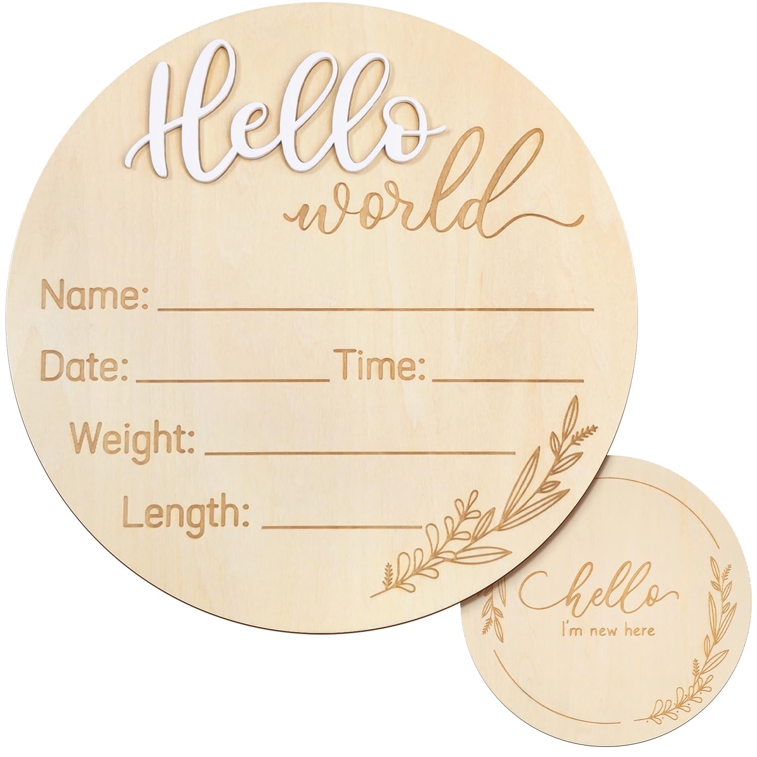 ZIEYOMI baby announcement sign featuring 3D Hello World letters for newborn photography.