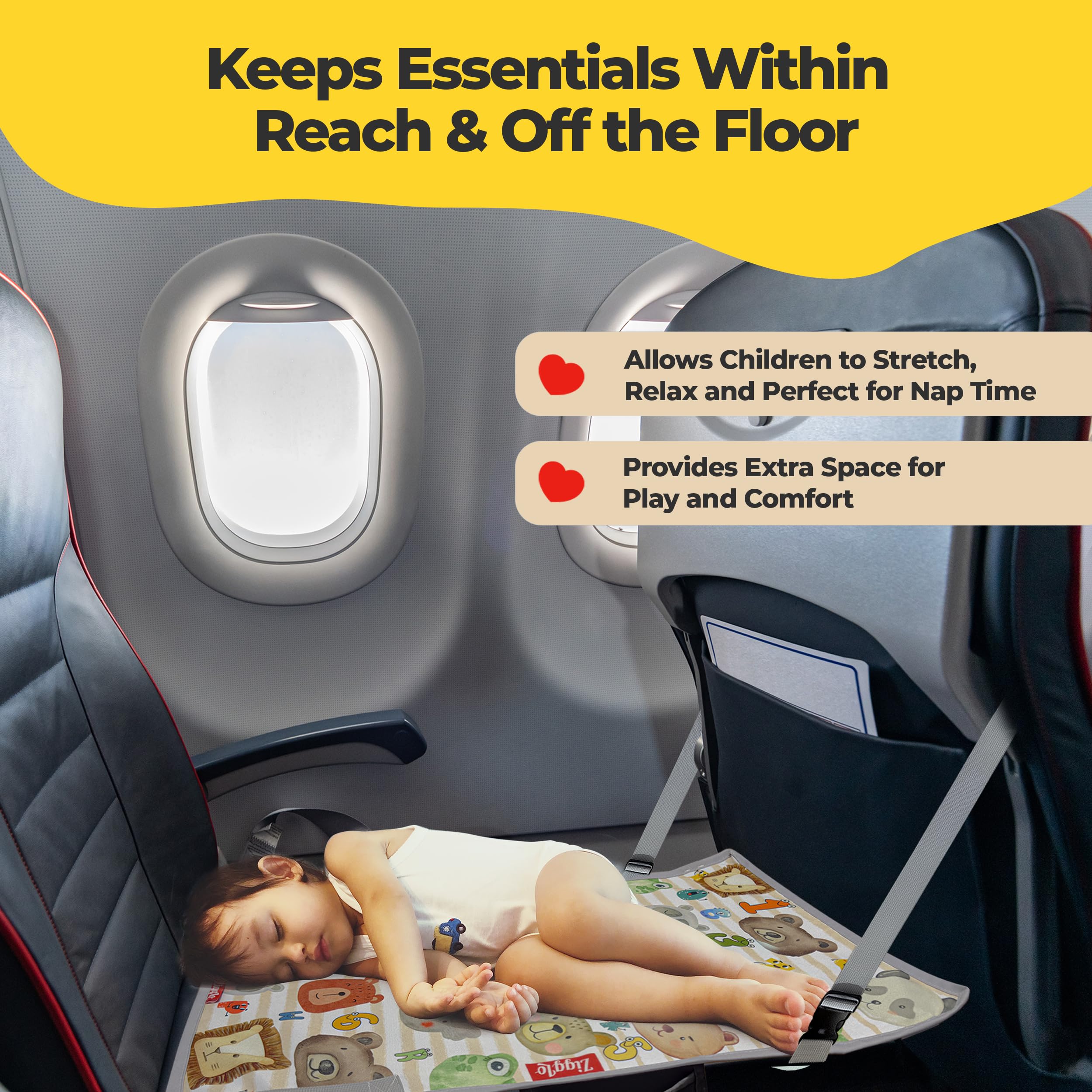Zigglo airplane foot-rest hammock offering comfortable leg support
