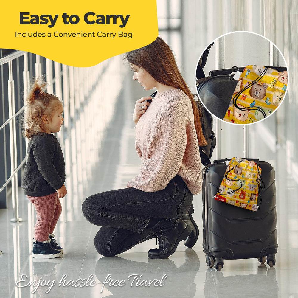 Zigglo seat extender folded with carry bag for easy packing