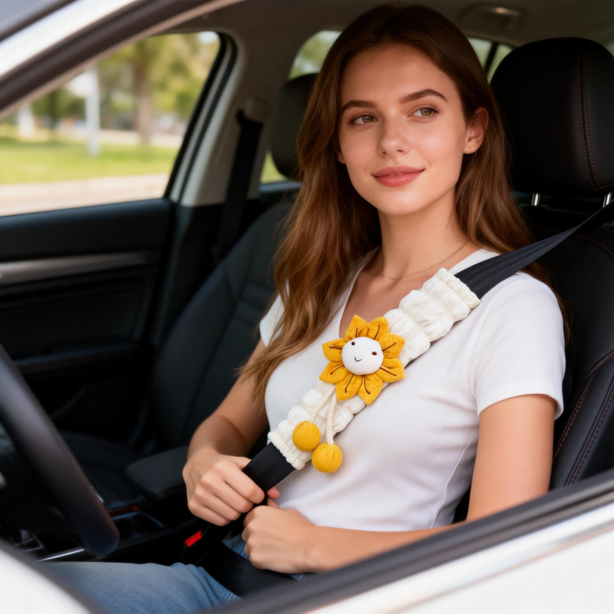 Sunflower Zigihos car accessory pack on seat belt cover