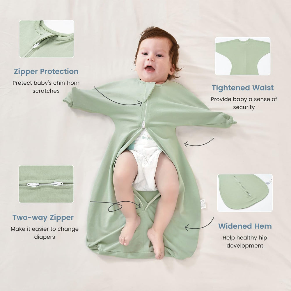 ZIGJOY 2-way zipper enables easy diaper changes without disturbing baby’s sleep.