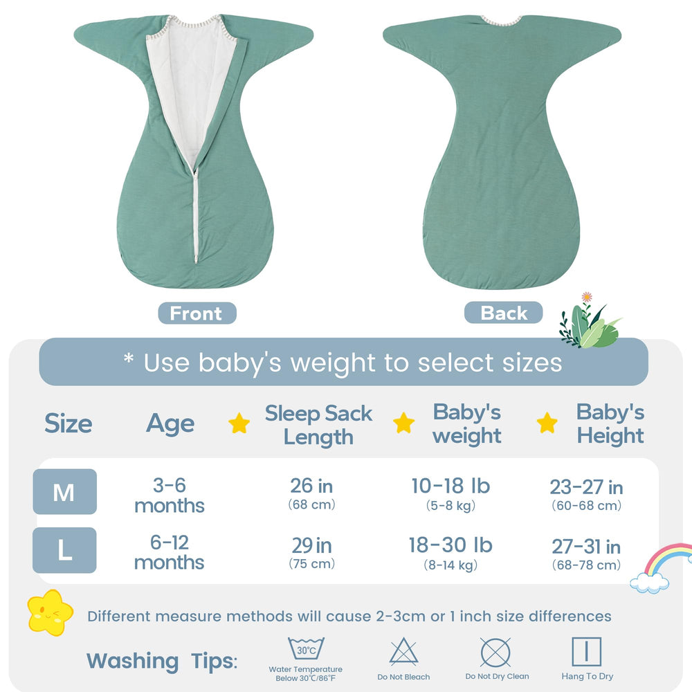 ZIGJOY mint-green transition swaddle shown in everyday bedtime routine.