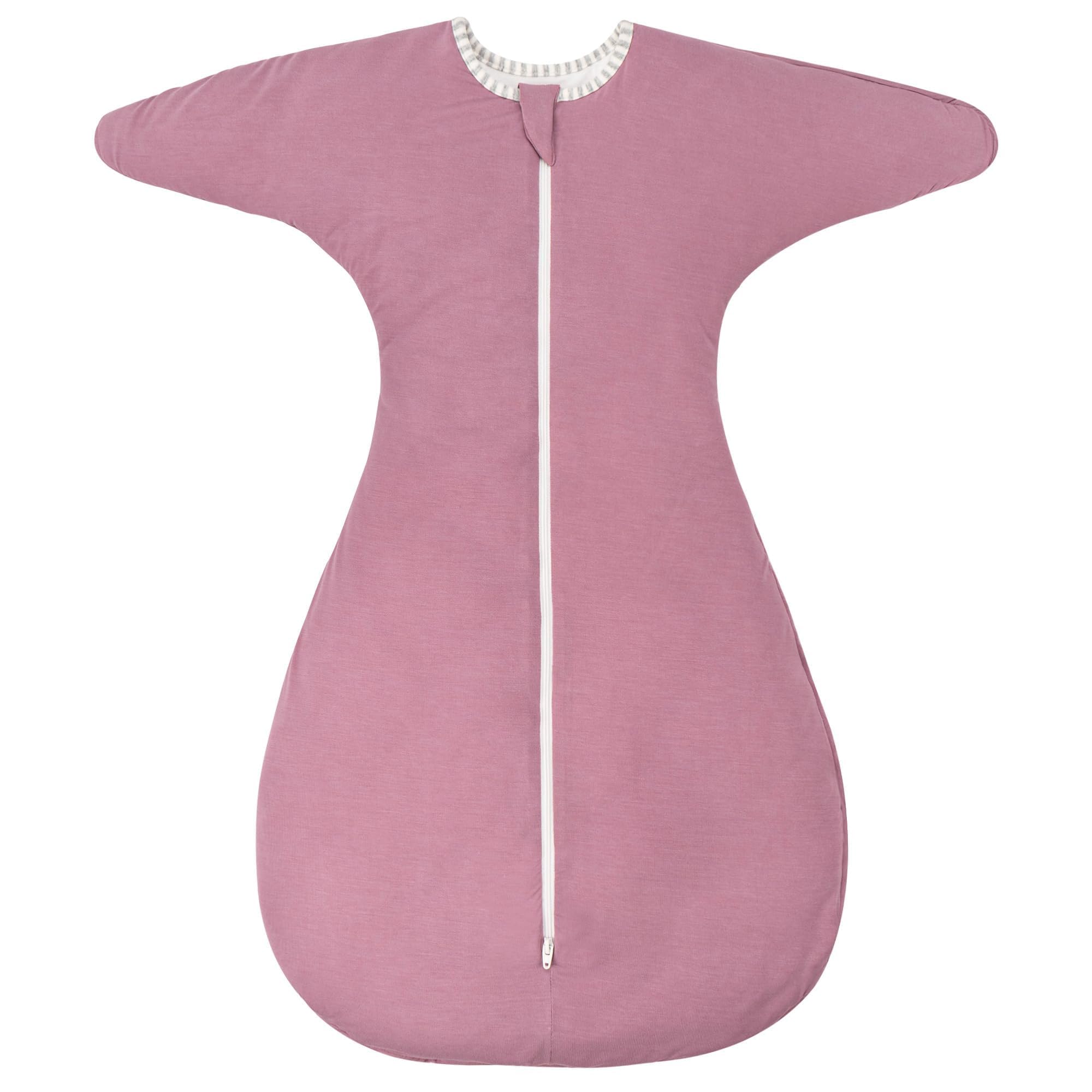 ZIGJOY Shark-Fin swaddle purple with sleeves for arm room and transitional wear