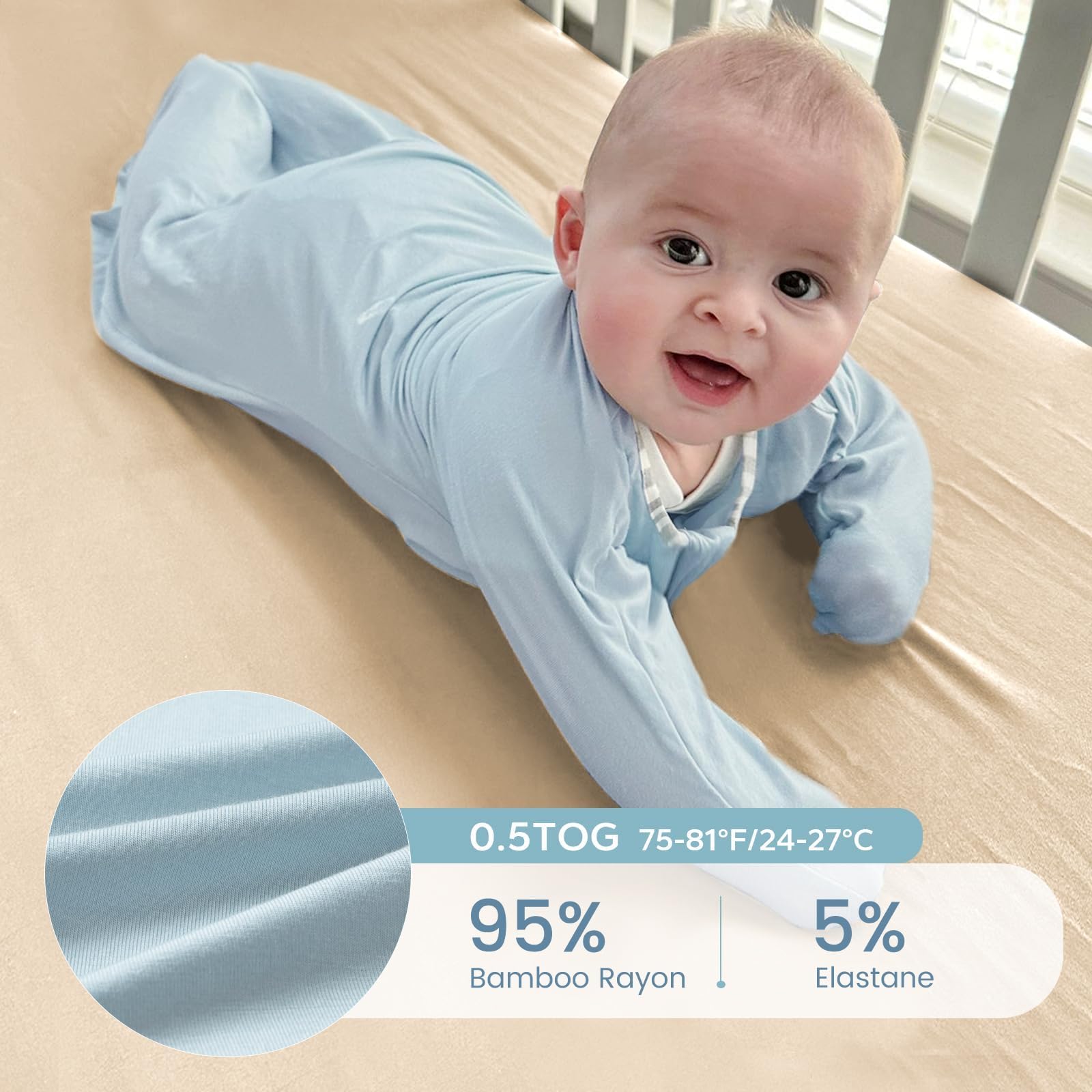 ZIGJOY Shark-Fin Swaddle Size L grows with baby through 6-12 months.