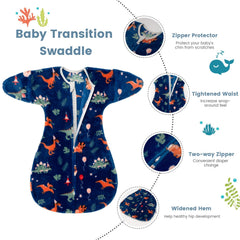 ZIGJOY Shark-Fin Transition Swaddle open zipper enables quick diaper changes