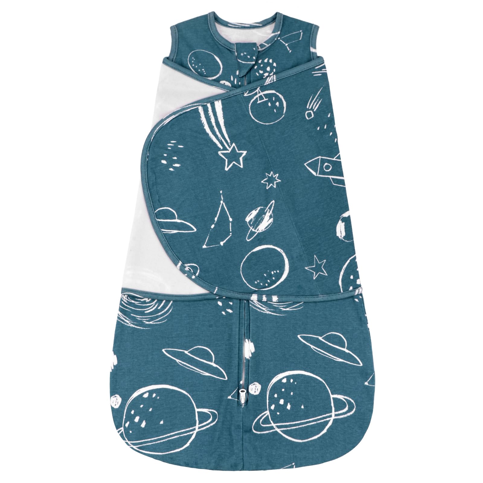 ZIGJOY Sleep Sack Swaddle 1.0 Tog fabric close-up shows breathable 100% cotton for comfy sleep.