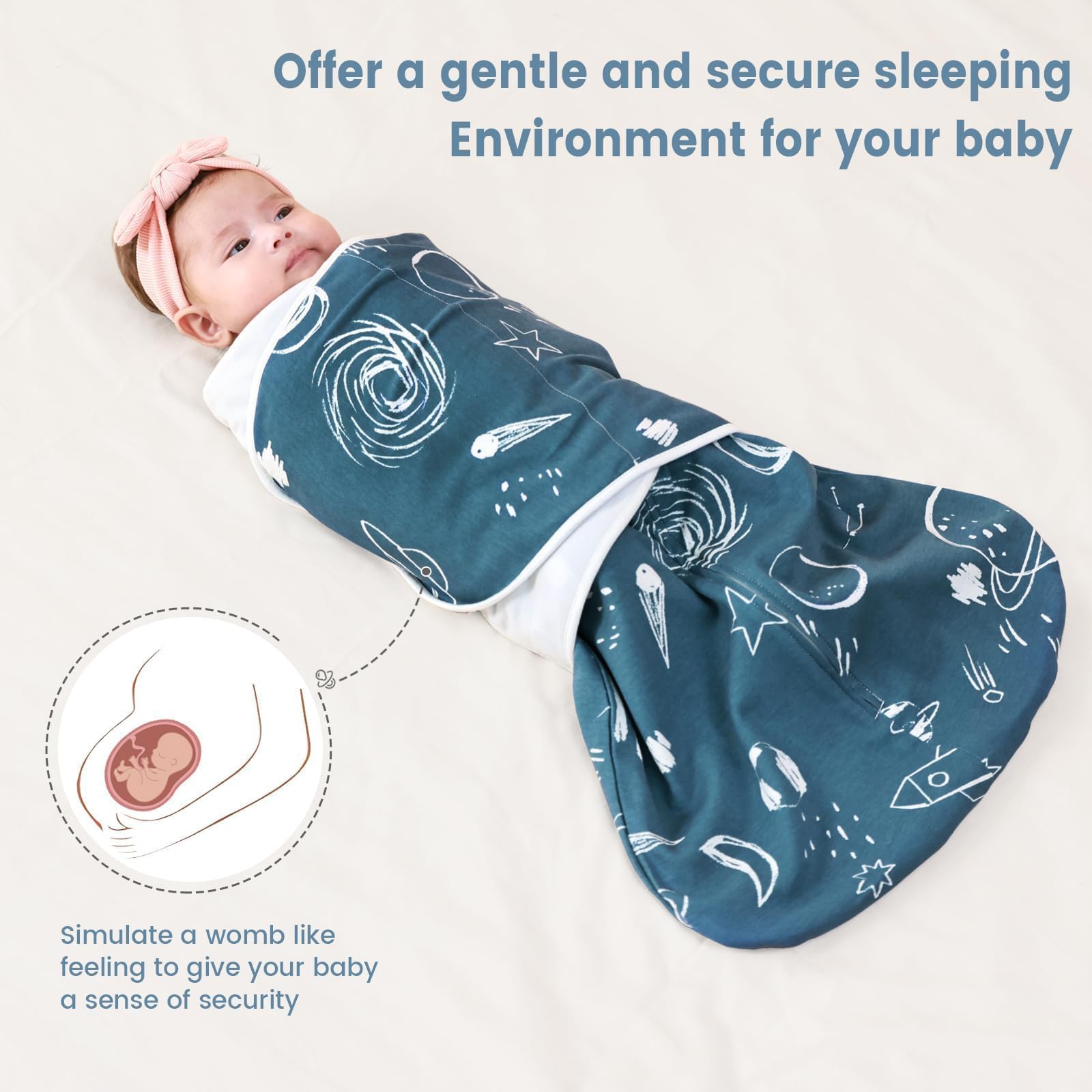 ZIGJOY Sleep Sack Swaddle mute-fastener ensures quiet nights and peaceful sleep.