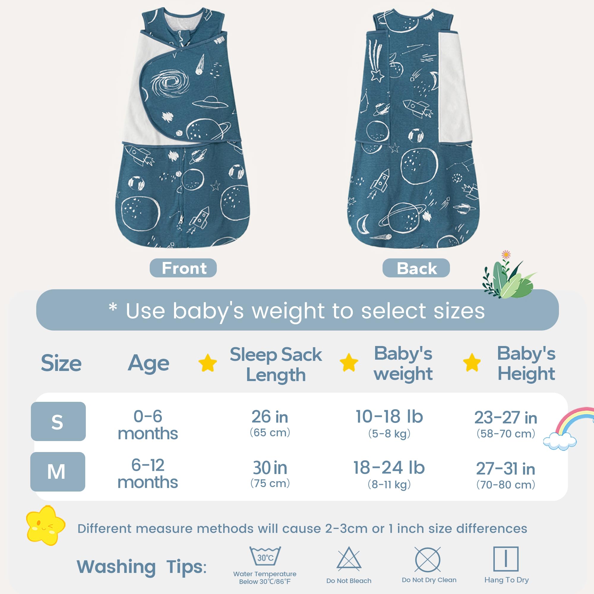 ZIGJOY Sleep Sack Swaddle space-pattern image conveys calm, cozy sleep ambiance.
