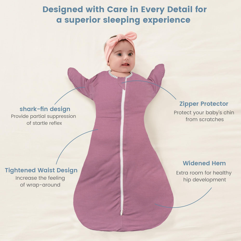 ZIGJOY two-way zip swaddle purple enabling easy diaper changes