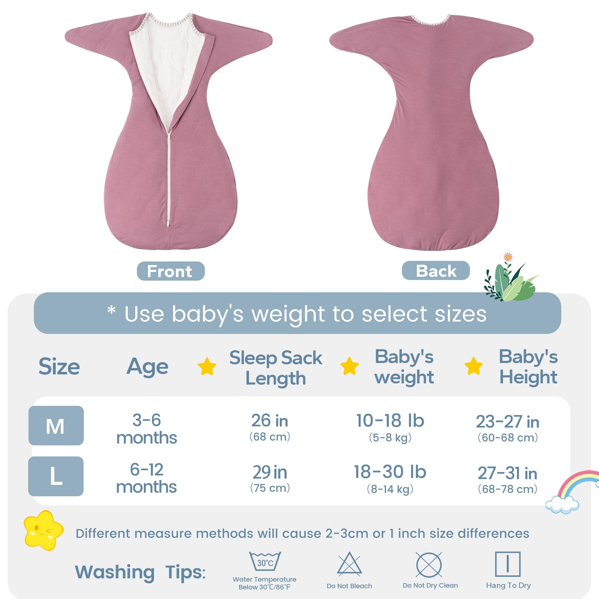 ZIGJOY winter 2.5 tog swaddle purple provides cozy warmth
