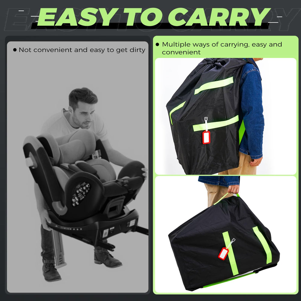 Zihvfzu waterproof car-seat travel bag green reflective strip aids quick spotting.
