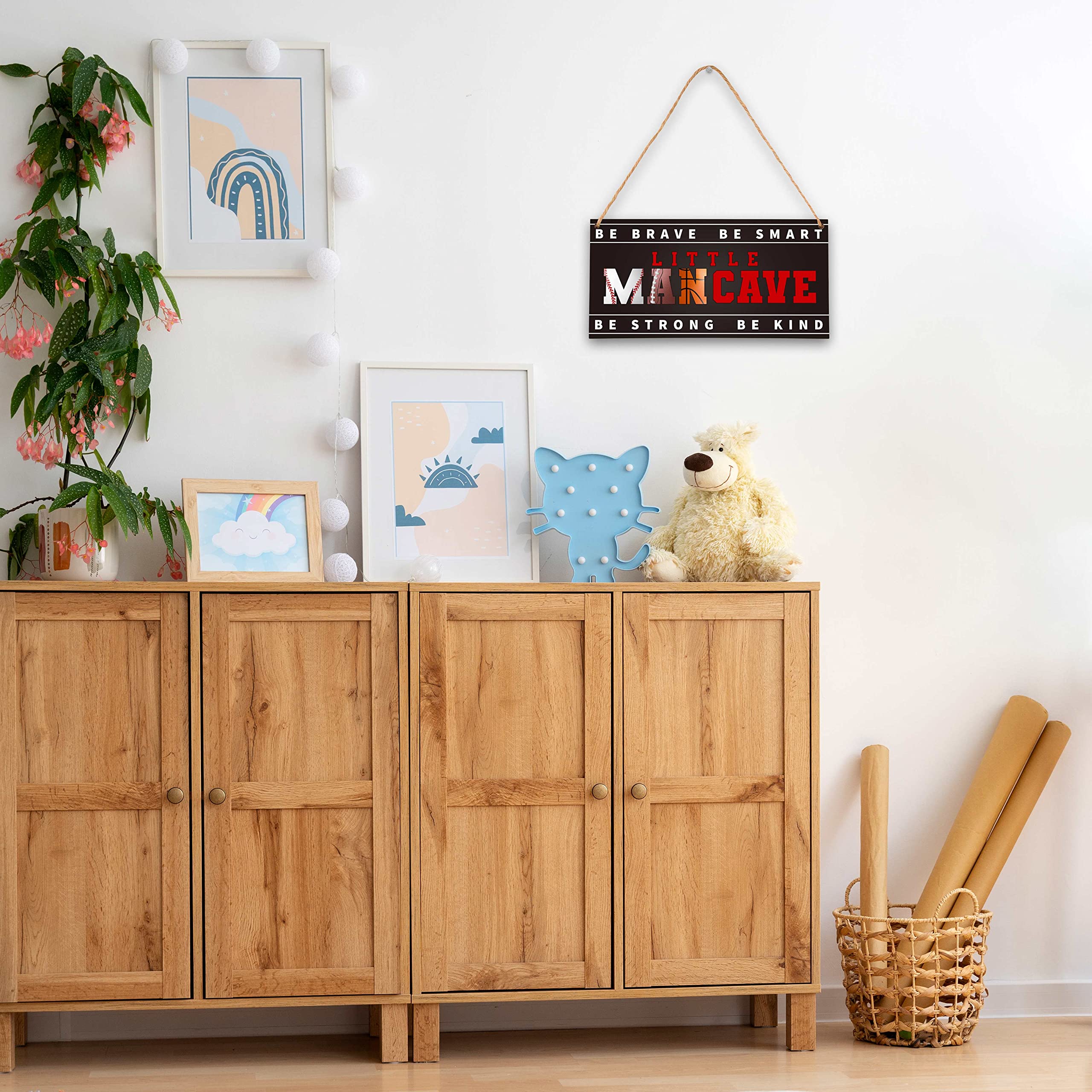 ZIIUFRN Boys' bedroom decor sign adds sporty character.