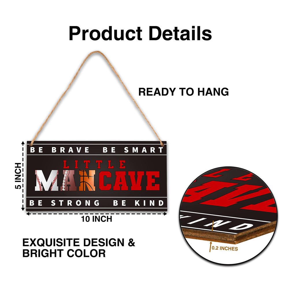 ZIIUFRN Little Man Cave sign with rope for easy door or wall mounting.