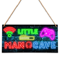 ZIIUFRN Little Man Cave neon gaming wood sign highlights room style and fits 5x10 inches.