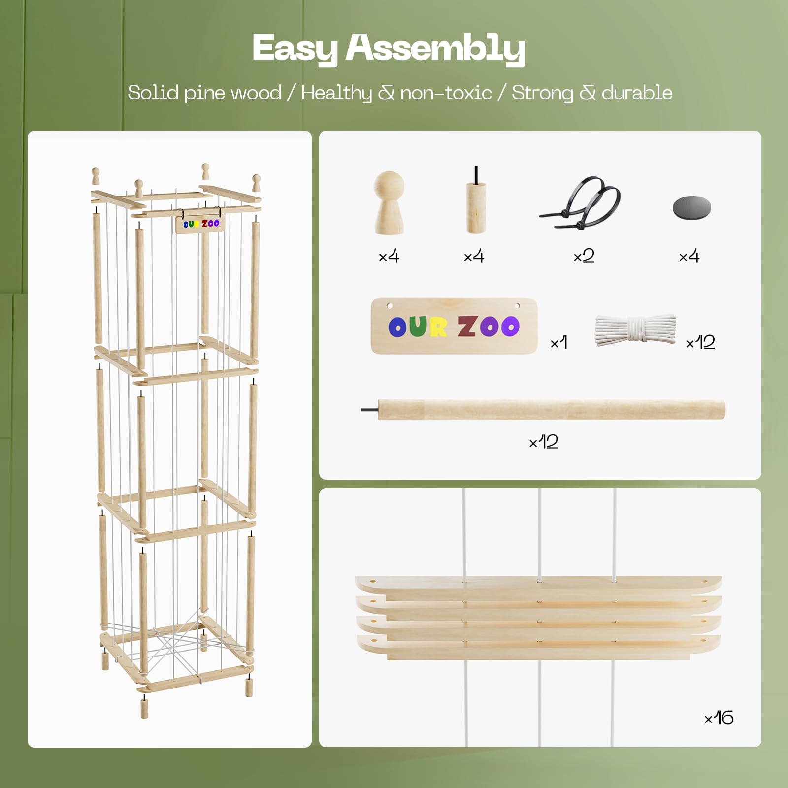 Ziluetar easy-installation guide image highlights tool-free assembly.