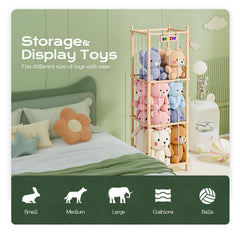 Ziluetar elastic rope detail highlights easy, intuitive placement of plush toys.