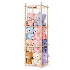 Ziluetar stuffed animal storage wooden zoo front view shows space-saving toy organization.