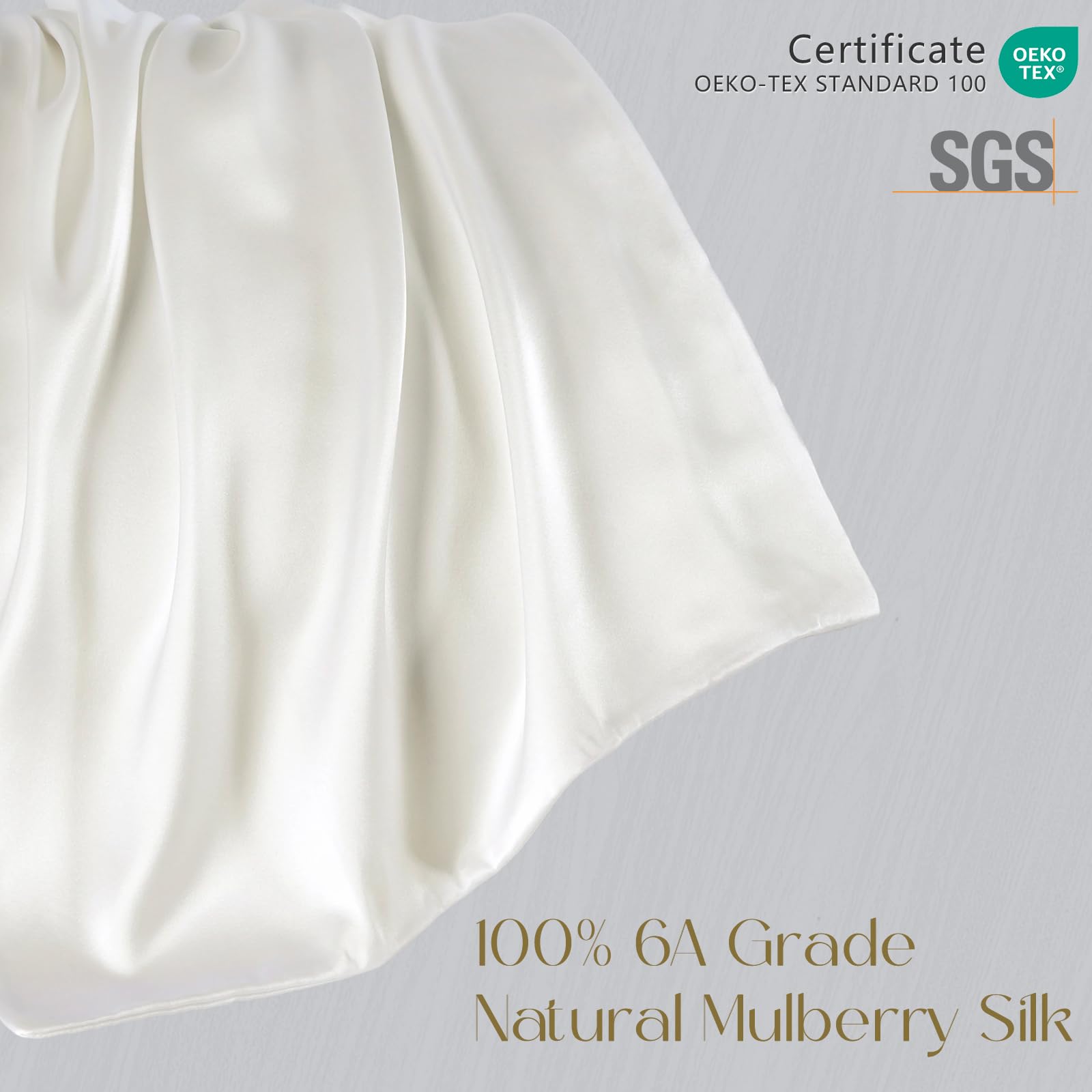 ZIMASILK ivory fabric closeup highlights natural texture and skin-friendly feel