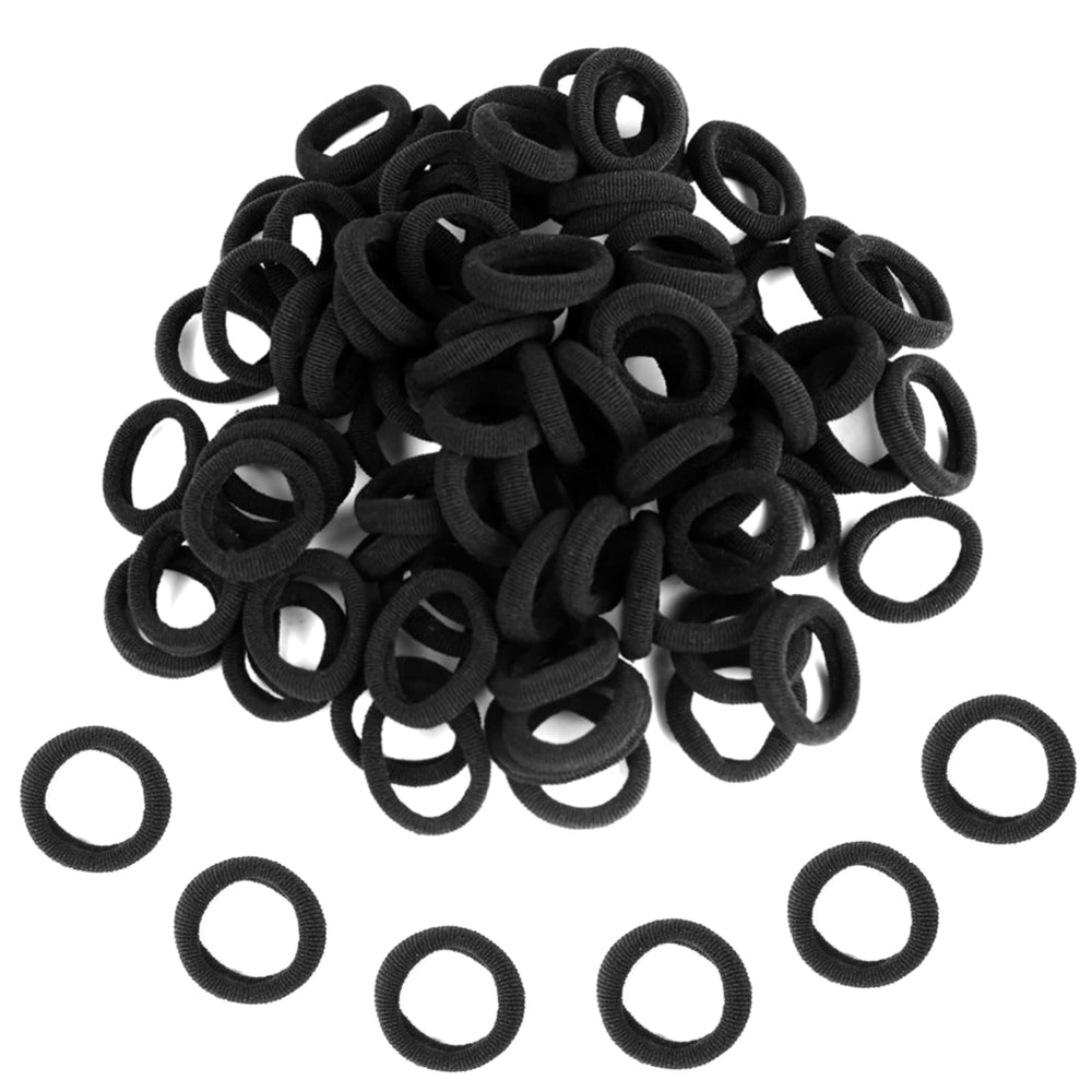 Zingso baby hair bands shown in a 100pc black elastic pack prevent snags on delicate hair.
