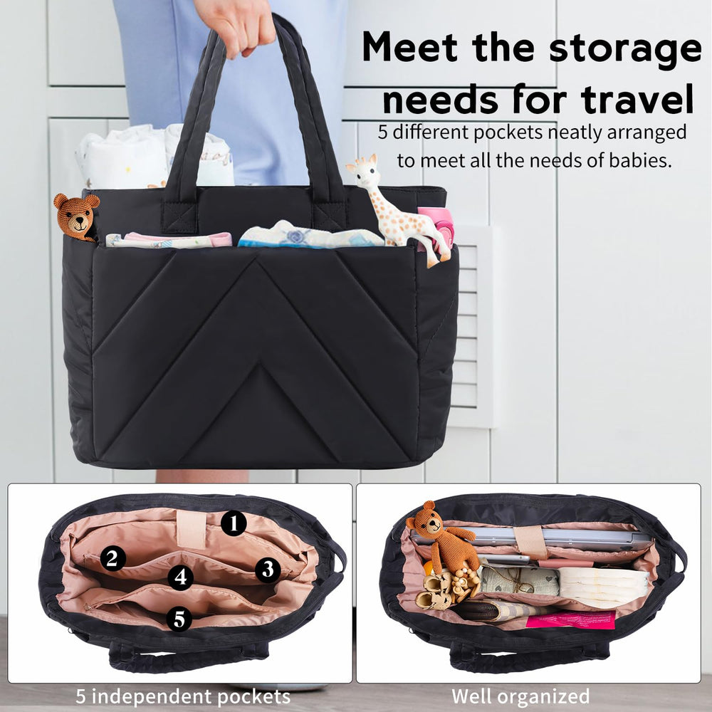 ZIORS diaper bag tote soft material and padded handle for comfortable daily use.