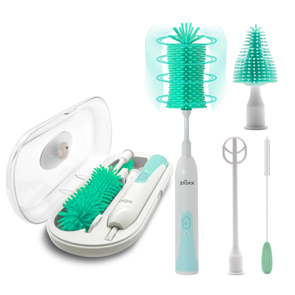 ZIOXX electric bottle brush cleaner delivers deep 200-220 rpm cleaning for bottles of all sizes.